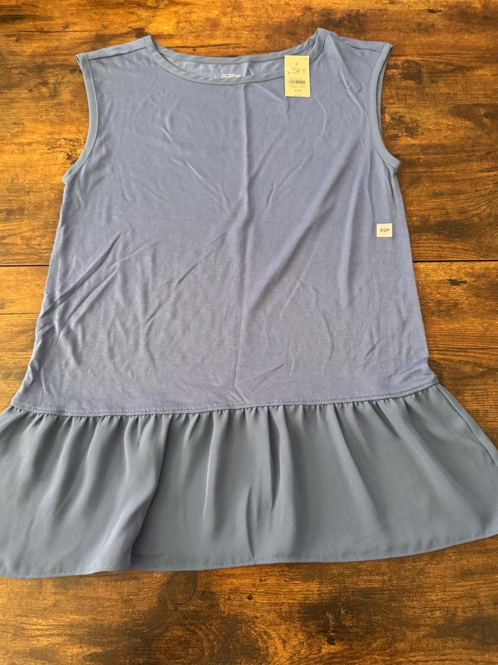 LOFT Dusty Blue Ruffle-Hem Tank